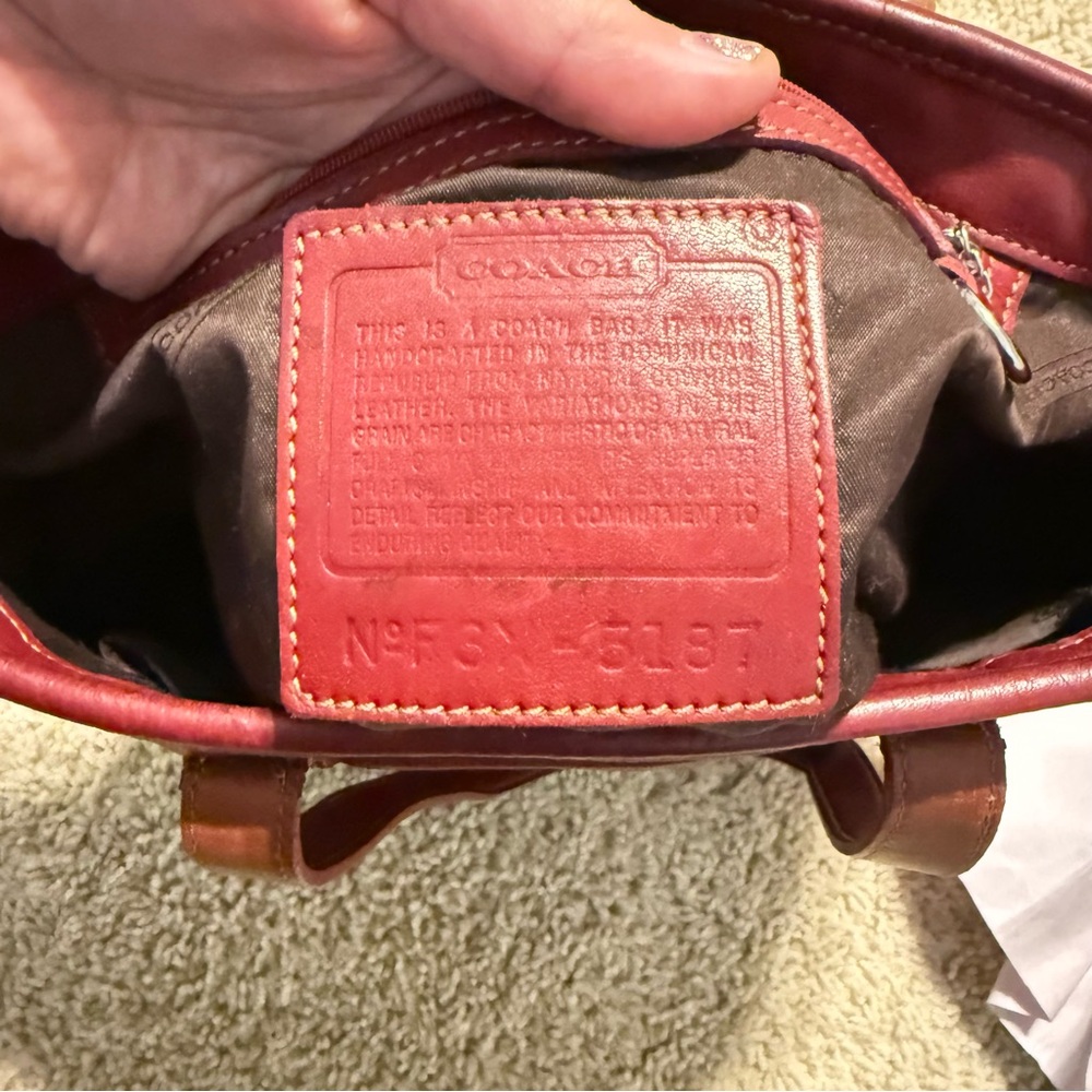 Vintage Coach Red Leather Tote Bag 5187 - Picture 8 of 8
